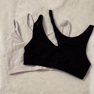 Two RARE ALO YOGA strappy tops black and white both size S